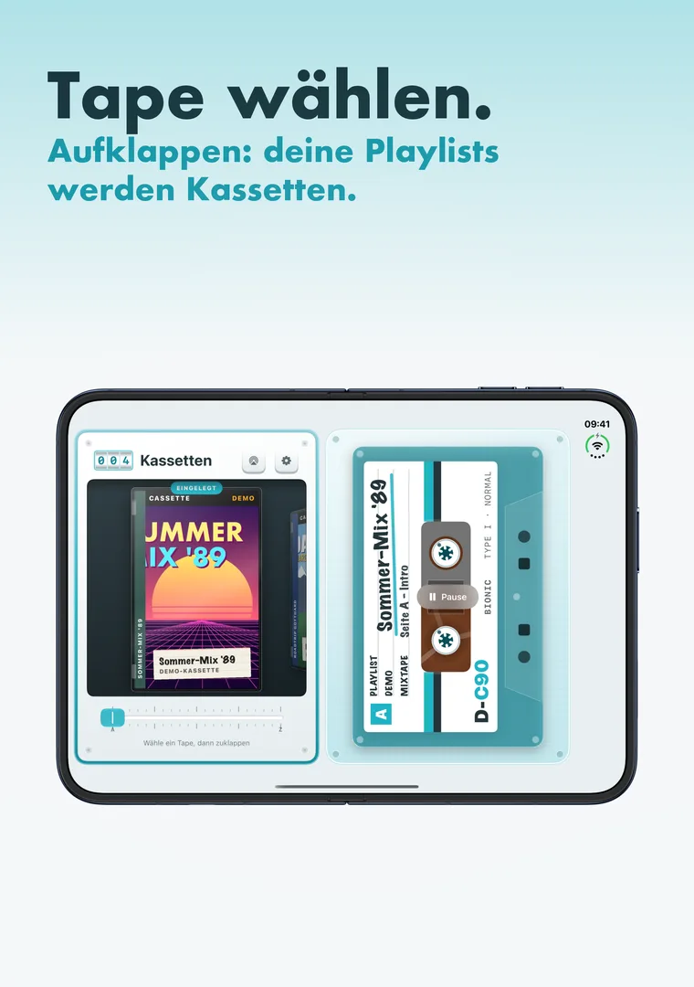 Aufgeklappt: Tape aus dem Regal wählen